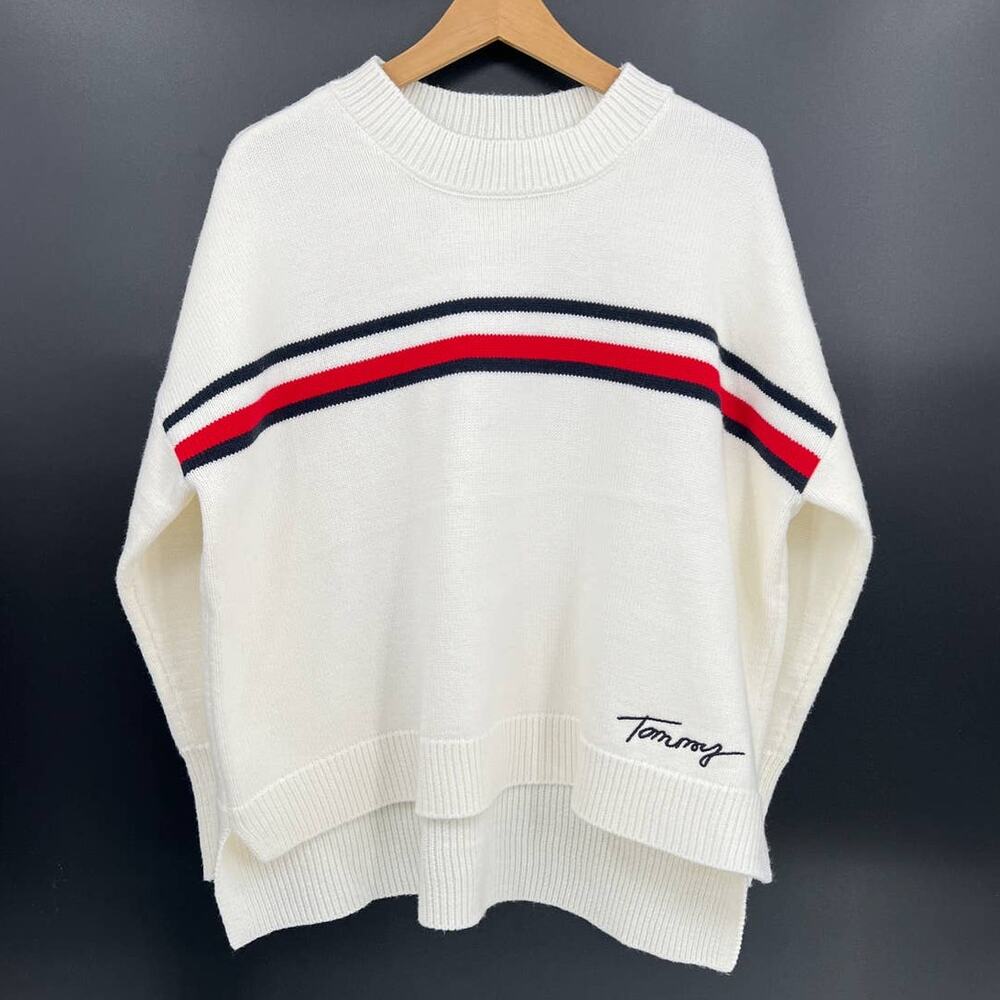 Tommy Oversized High Low Split Hem Sweater